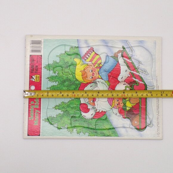 VTG 1993 Golden Books Santas Merry Ride Frame Tray Puzzle Christmas Retro 12 pc - Picture 11 of 11